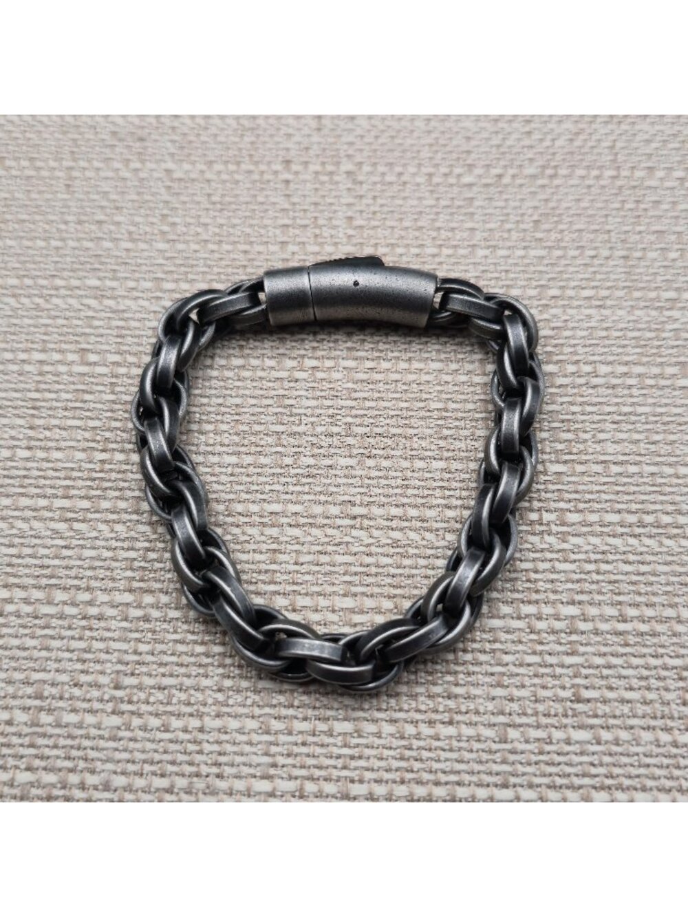 8 Inch Stainless Steel Matte Grey Box Chain Bracelet, Antique Style Jewelry B146